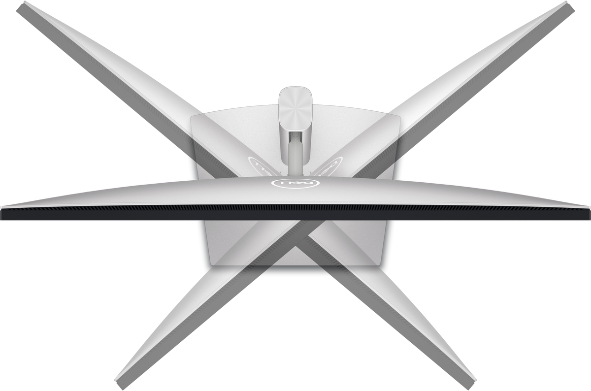 Dell UltraSharp U3223QE 32-inch monitor, top view showing the swivel range of the stand